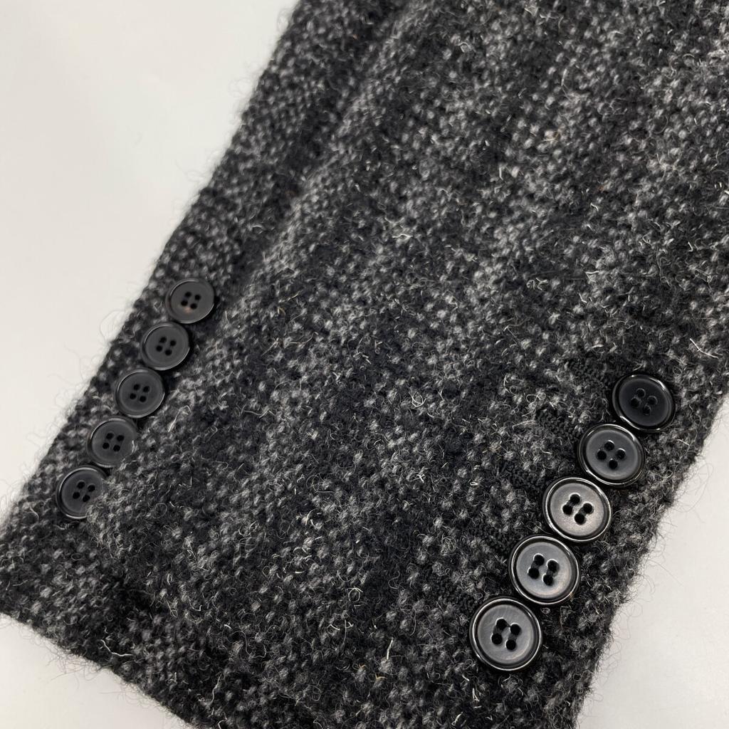 SAINT LAURENT PARIS 2015 394625 Mohair Tailored Jacket Jacket 34 Black Gray CheckUsed