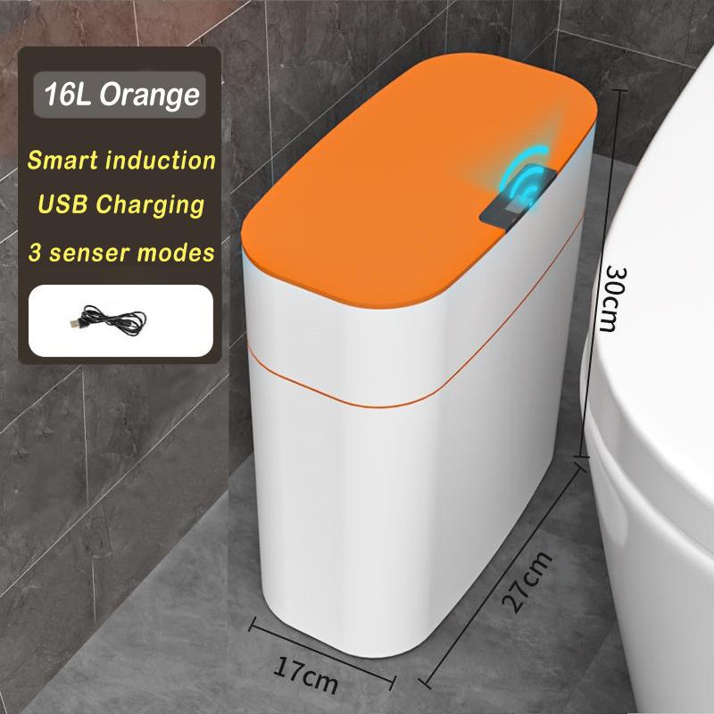 16L New Smart Trash Can High-tech Induction Storage Bucket Bathroom Deodorant Waterproof Trash Can Household with Lid Creative