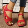 Women's Plus Size Platform Wedge Sandals Open Toe Slip-On with Velcro Straps for Summer