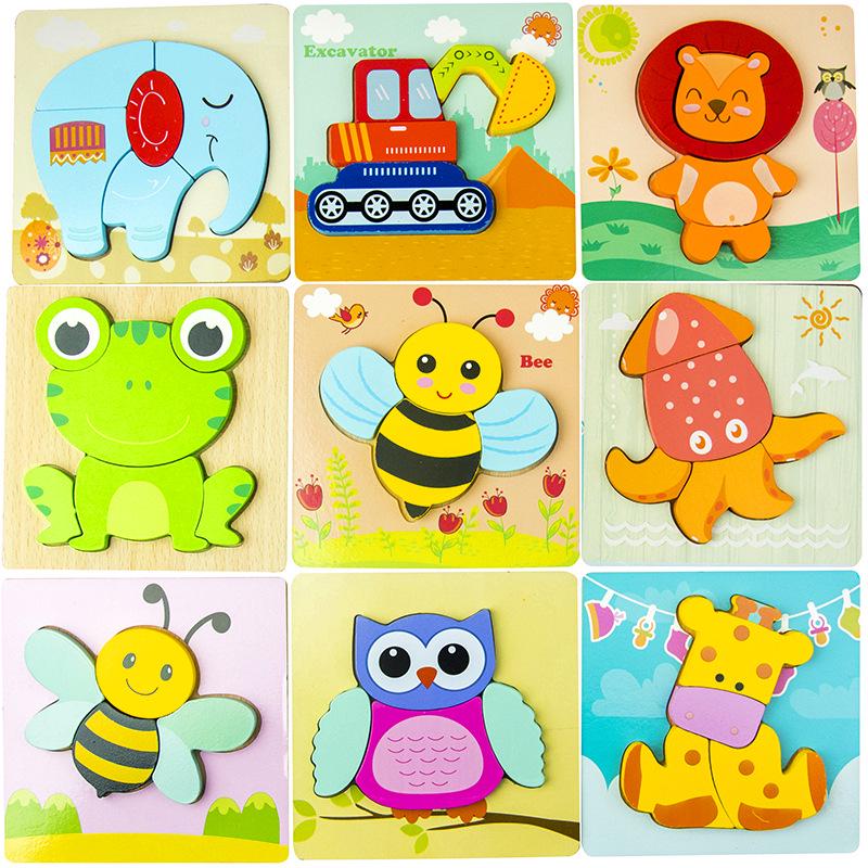 Animal 3D Wooden Jigsaw Puzzle Board for Toddlers (1-3 Years)