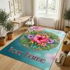 Tappeto in Cristallo di Velluto Tema Giardino Fiorito Nome Personalizzato Testo Morbido Tappetino per Pavimento Decorazione per la Casa