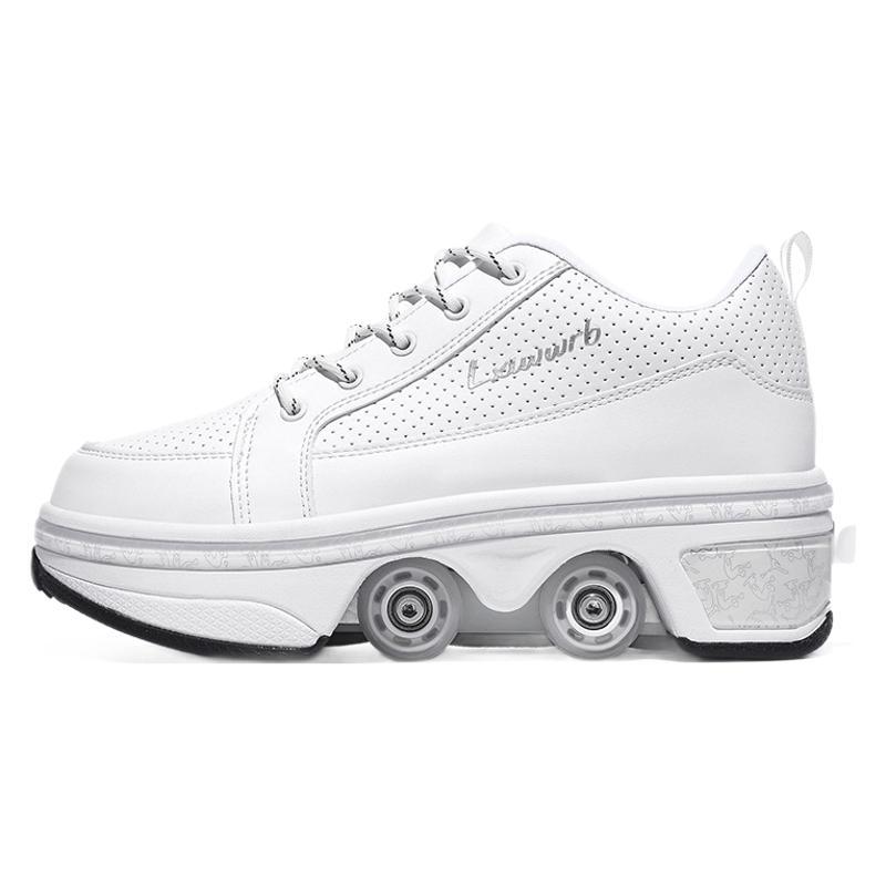 Kaçan Ayakkabılar Kabul Edilebilir, Deforme Olmuş Ayakkabılar, Çocuk Patenleri, Erkek ve Kadın Çift Sıralı Dört Tekerlekli Nefes Alabilen Yürüyüş Patenleri Patlayarak Uzaklaşır