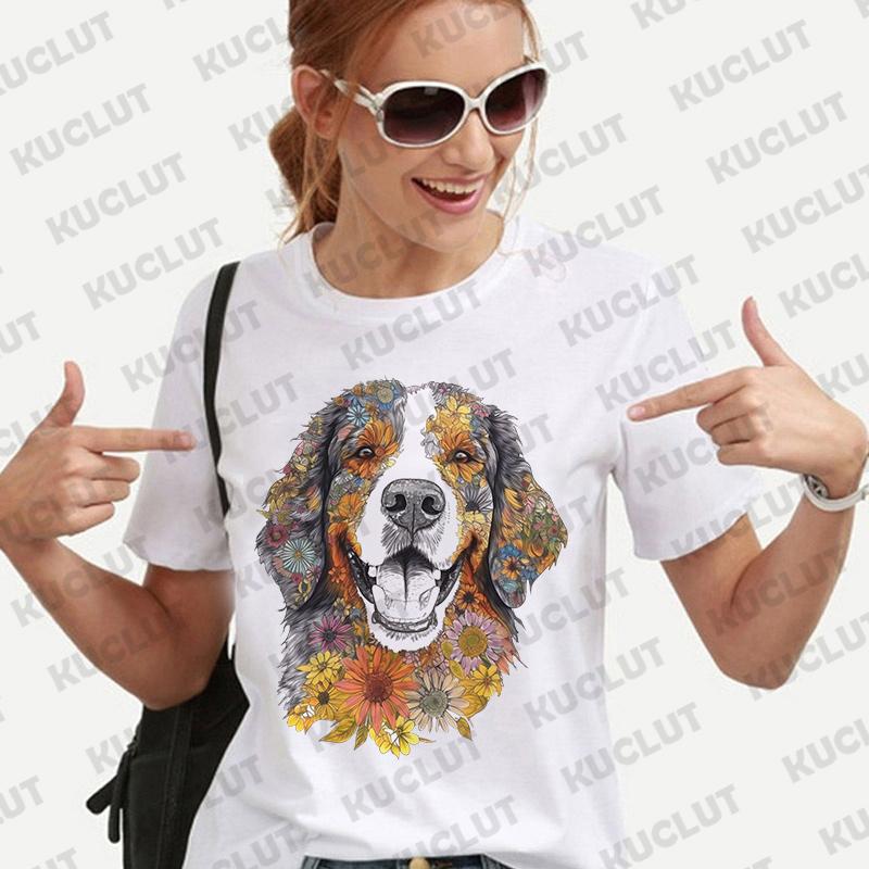 Dámské tričko s květinovým vzorem a čivavou, módní halenka s krátkým rukávem, Harajuku Ulzzang letní Y2k topy, dámské estetické oblečení