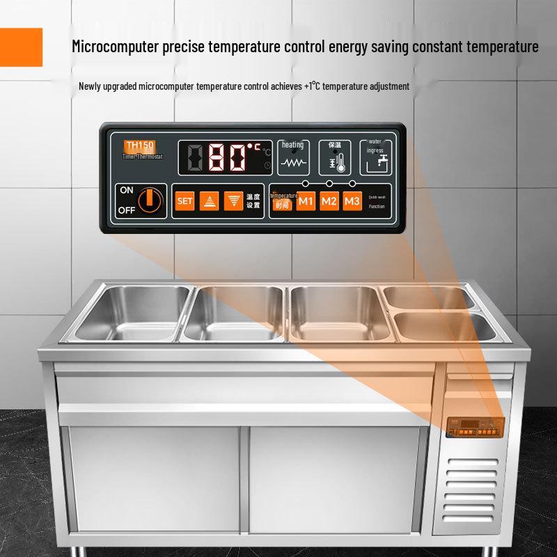 Keleheng Insulated Food Cart: Heated Display Stand with Six Grids, Thickened Non-Magnetic Stainless Steel for Buffets & Canteens