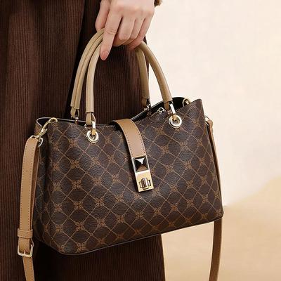 Women's Handbags, Retro Presbyopic Women's Bags, Fashionable Contrasting Color Bags, Women's Large-capacity Commuting Bags, Middle-aged Mother's Bags