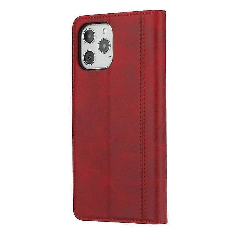 Cover case For Iphone 12 / 12 Pro Calf Texture Double Fold Clasp Horizontal Flip Leather Case With Photo Frame & Holder & Card Slots & Wallet(red)