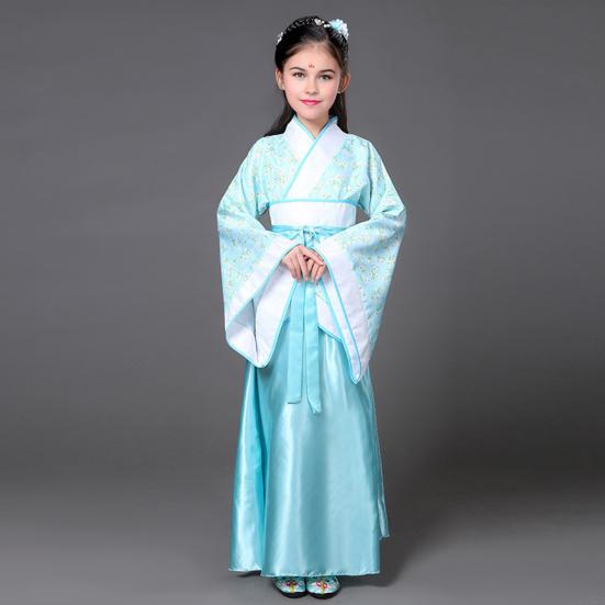 National Costume Tang Dynasty Hanfu for Girls Three-Piece Outfit Top Skirt Belt Traditional Chinese Style Childrens Clothing for New Year Travel
