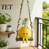 Decorative Pieces for Milk Tea Shops Cute Swinging Lemon Wall Hanging Ornament, Smiling Figurine, Resin Swing Vine Braided Lanyard Decor, Boho