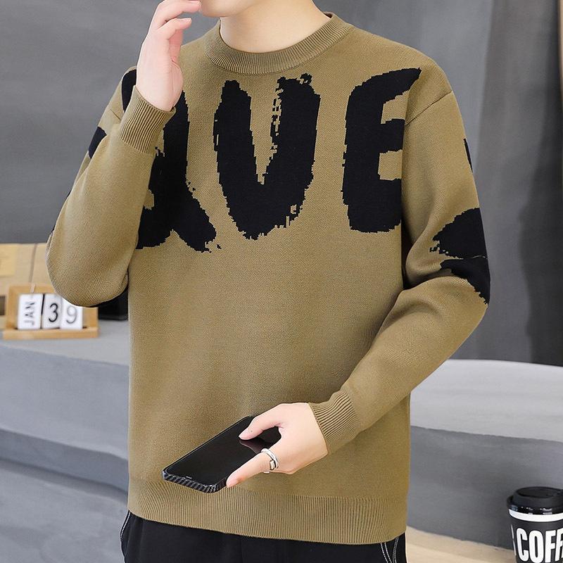 Herrenpullover Herbst Winter Strick O-Ausschnitt Warmer Pullover Basic Lässige Pullover