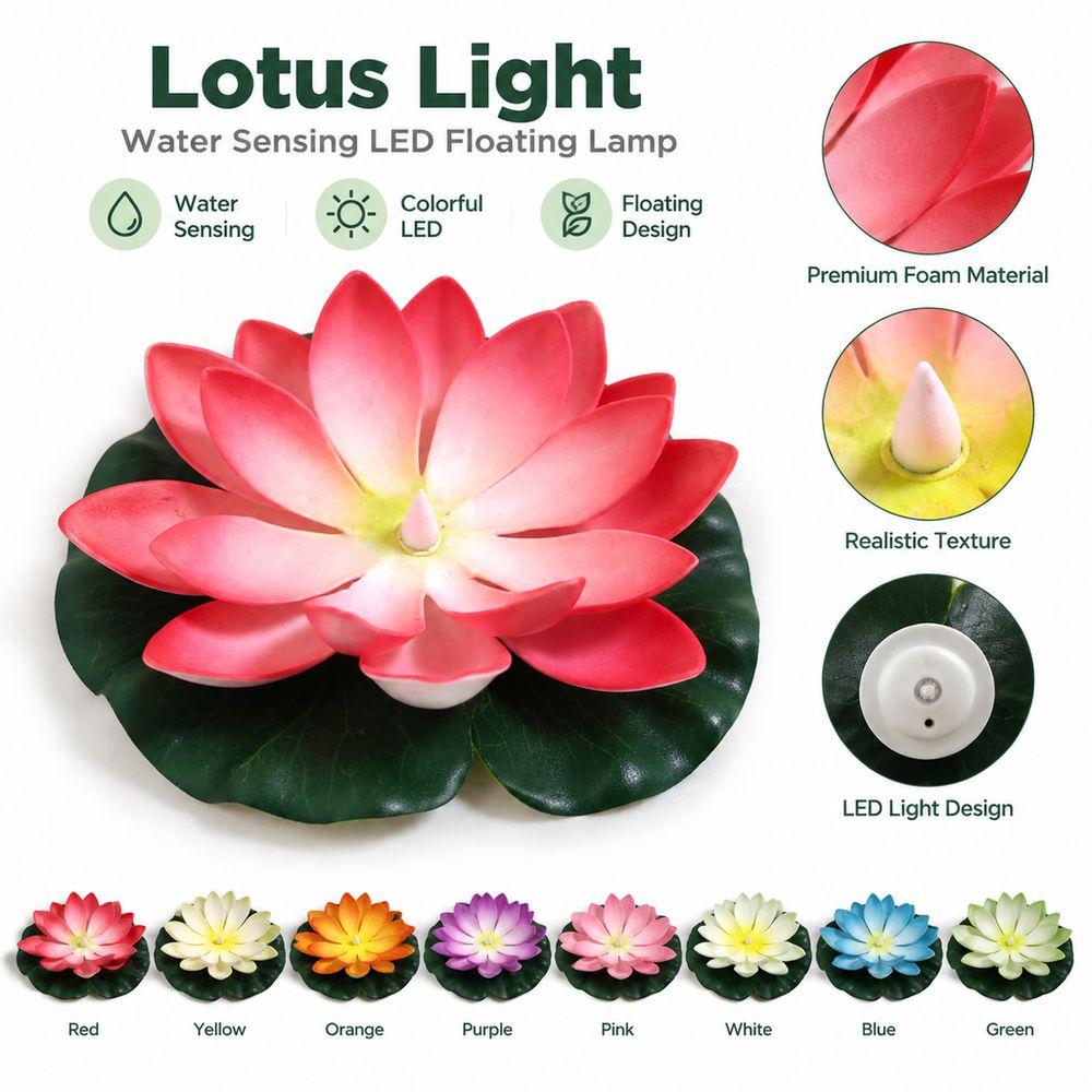 Gradient Floating Lamp Colorful LED Artificial Lotus Flower New Wish Lantern Pond Decor