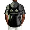 Herren Freizeithemd Kurzarm Button-Down Halloween-Print Leichter atmungsaktiver Stoff Locker geschnittenes Hemd für den Alltag