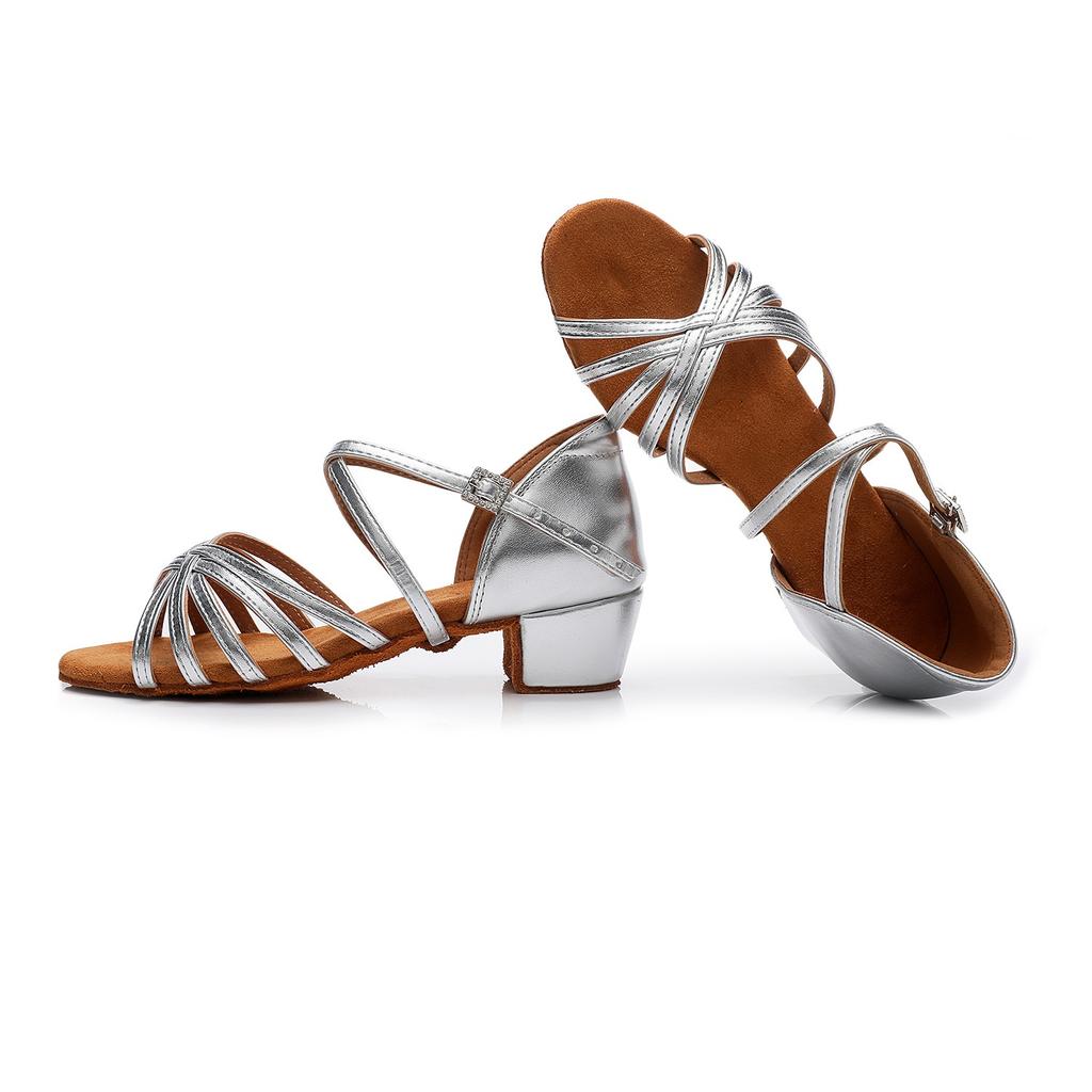 Girls Satin Latin Shoes Low Heel Ballroom Dance Shoes Adult Tango Salsa Shoes for Practice Toddler Latin Dance Shoes Performance