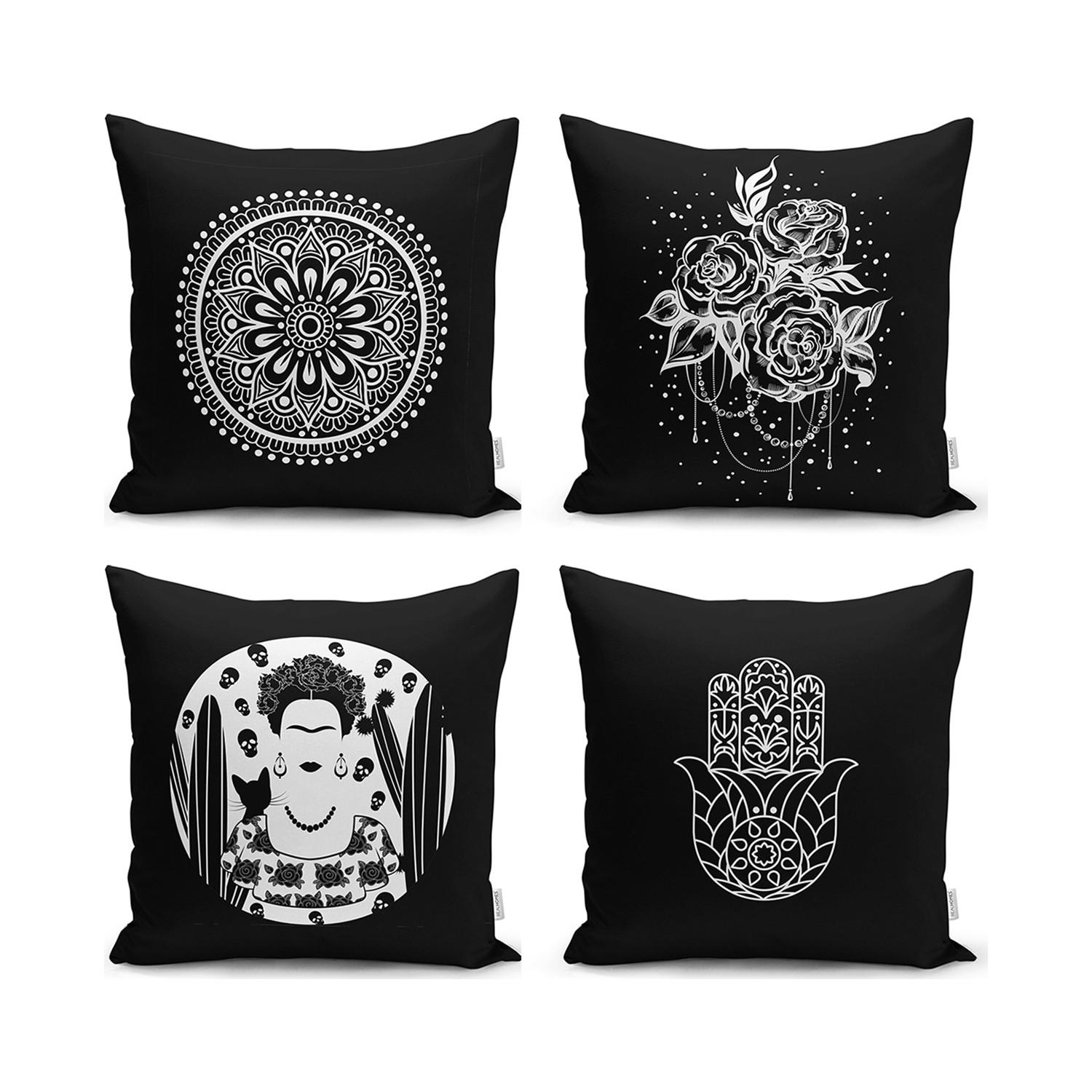 

Modern Black Frida Kahlo Design Набор из 4 наволочек