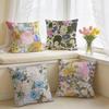 Colorful Flower Springtime Cushion Cover Square Short Plush Pillow Case Living Room Sofa Home Decor Funda X