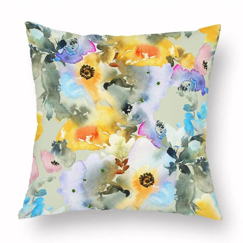 Spring Watercolor Floral Pillowcase Pink Rose Decorative  Sofa Living Room Bed  Home