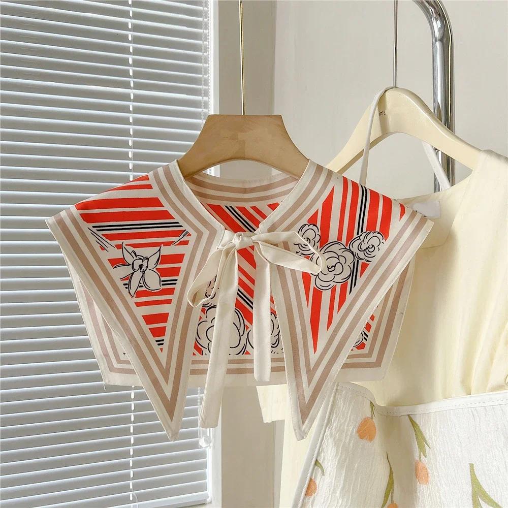 New Design Floral Shawl Fake Collar Women Detachable Collars Big Lapel False Collar Shoulder Wrap Scarf Clothing Accessories
