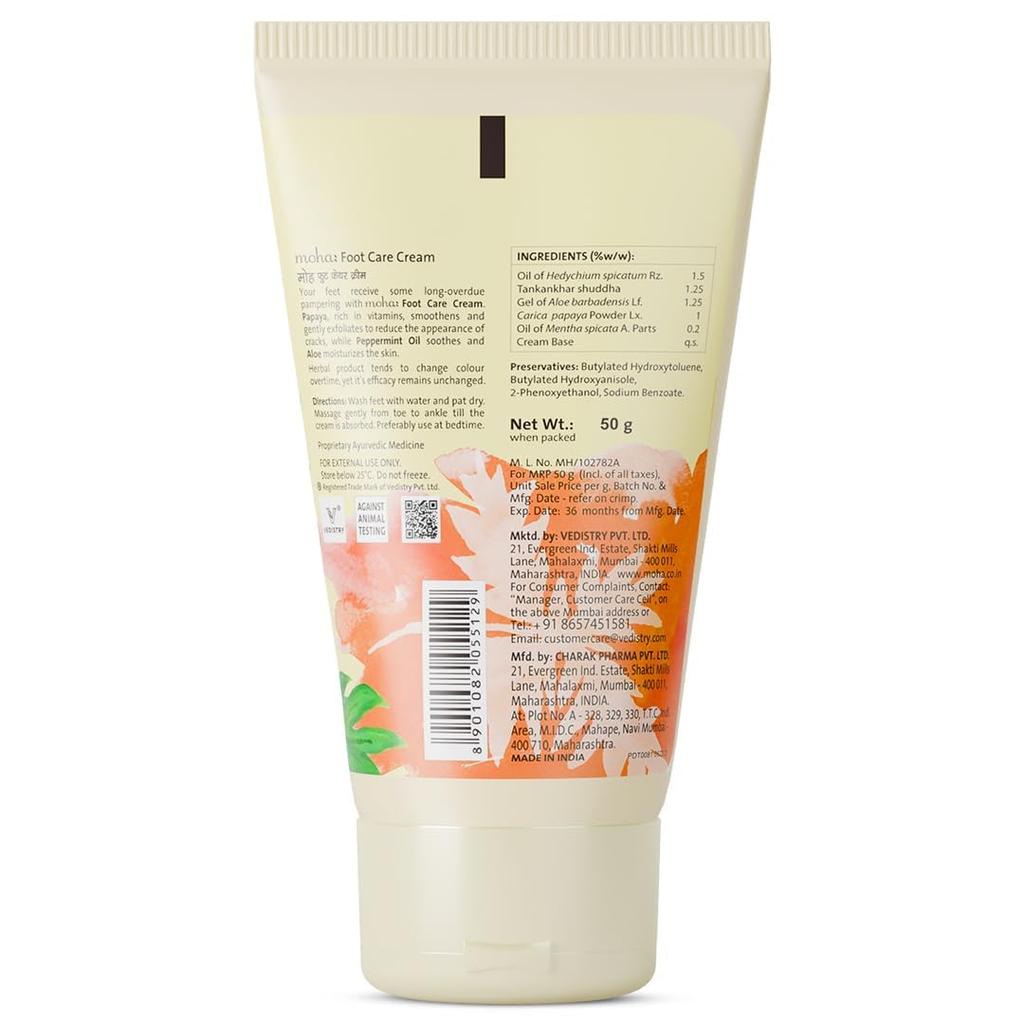 MOHA Foot Cream for Dry Cracked Feet 50gmX  Pack of 2 | Deep Nourishment, Cooling & Vegan Heel Repair Cream