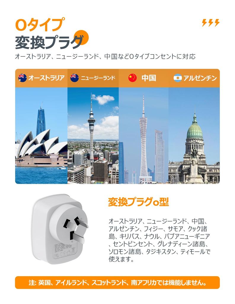 Australien-Steckeradapter mit Typ O TESSAN Reiseadapter für Übersee 2 USB-Anschlüsse für praktische Artikel für Geschäftsreisen USB-C Australien/Neu