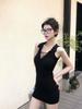 Pure Desire Wind Backless Knitted Neck Dress Women's Summer Slim-fitting Waist Sleeveless Skirt Showing Figure Hip-wrapped Short Skirt
