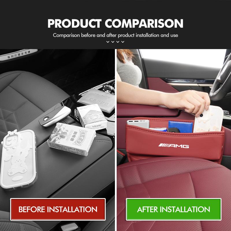 Car Seat Gap Organizer Leather Storage Box Interior Accessories For Mercedes Benz AMG A B C E S G Class W201 W210 W108 W205 W203