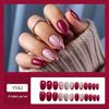 Rose Red Gradient Feather Nail Tips with Glitter Leaf Pattern – European & American Style Hot-Selling Wearable Nail Art
