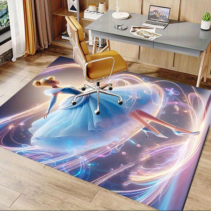 1pcOffice Carpet, Under Chair Rug, Gift for Home Decor, Elegant Princess Design with Sparkling Lights and Flowing Skirt