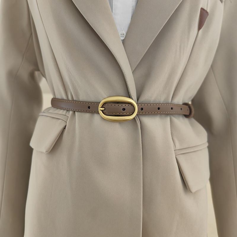 Solid Leather Color Waist Belt With Simple Design For Everyday And Office