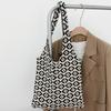 Fashion Geometric Contrast Color Handmade Knitted Handbag Women Minimalist Knot Shoulder Bag