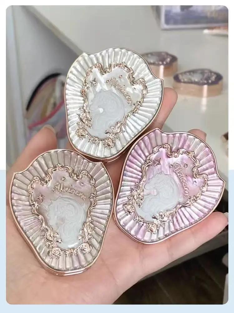 FlowerKnow Unicorn Strawberry Rococo Embossed Blush & Contouring Palette, Highlighter & Multi-Use Cream Blush