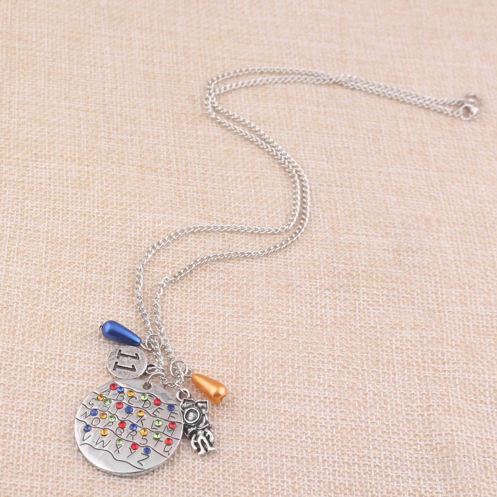 Stranger Things Eleven Character Letter Necklace With Electroplated Alloy Chain For Cosplay