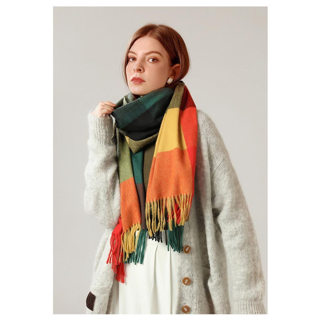 Eșarfă Toamnă Iarnă Nouă Eșarfă Damă Imitație Cașmir Dună Călduță în carouri