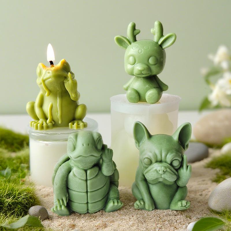 Alpine Cow Yak Turtle Unicorn Silicone Candle Mold Cartoon Animal Dragon Puppy Plaster Rein Molds Home Decoration Making