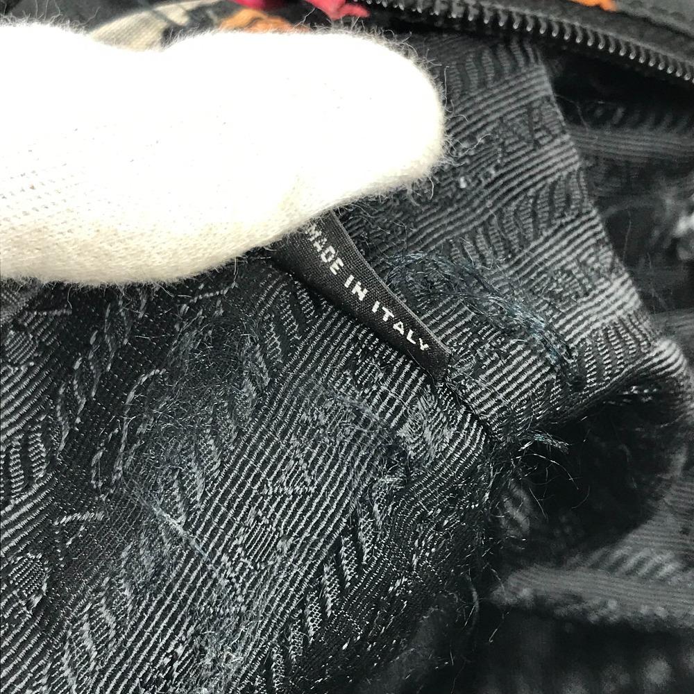 PRADA Flower pattern triangle logo Handbag Shoulder bag, 2-way bag Tote Bag