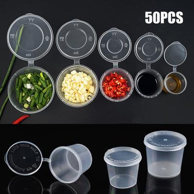 50 τμχ 25/30/40ml Πλαστική σάλτσα Takeaway Δοχεία Φλιτζάνι Κουτί φαγητού με Αρθρωτά Καπάκια Pigment Paint Box Palette Κουτί μιας χρήσης