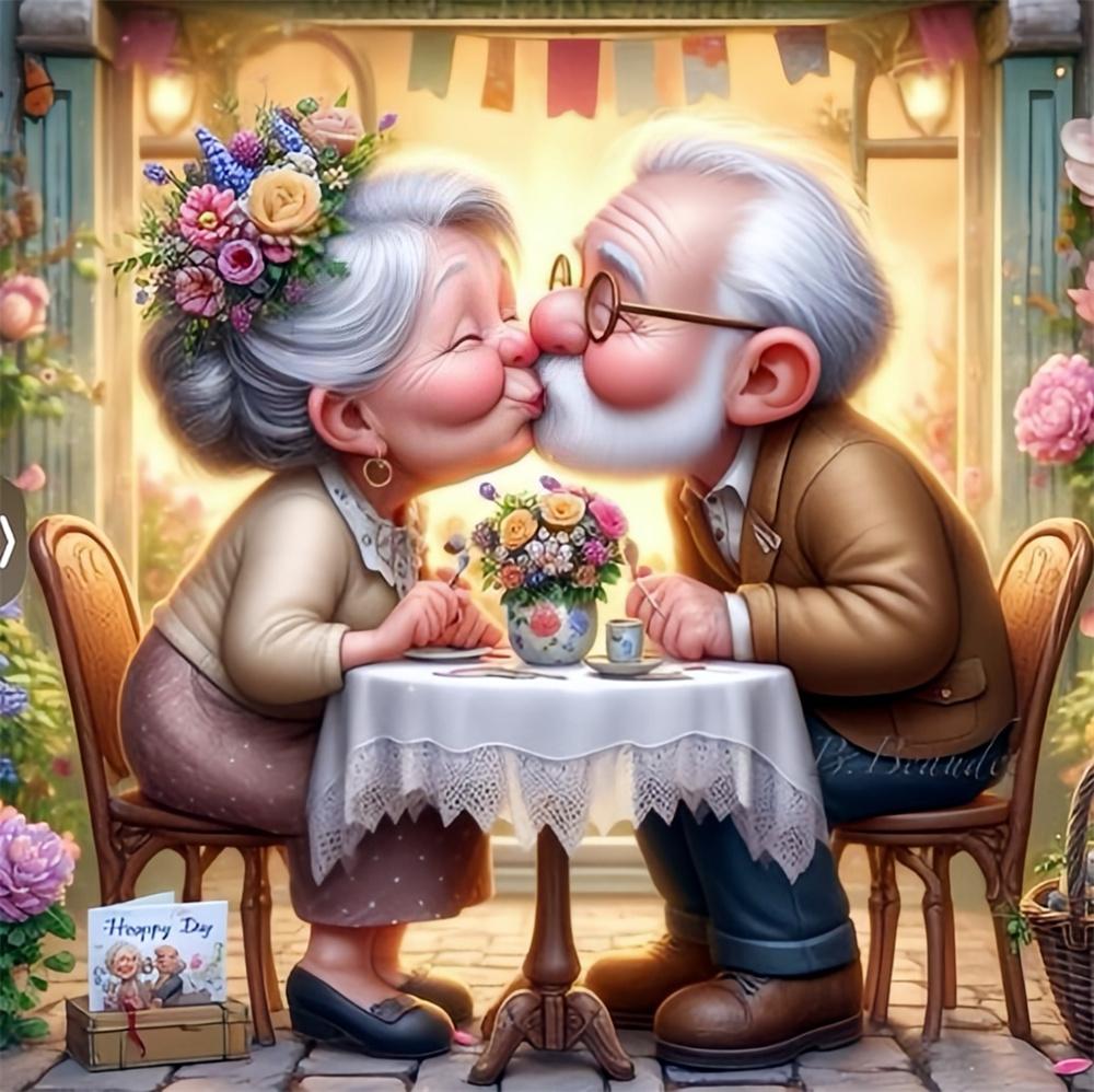 Diamond Painting Grandma Grandpa Mosaic Cross Stitch Set Portrait Embroidery Full Round New Arrival Handmade Gift