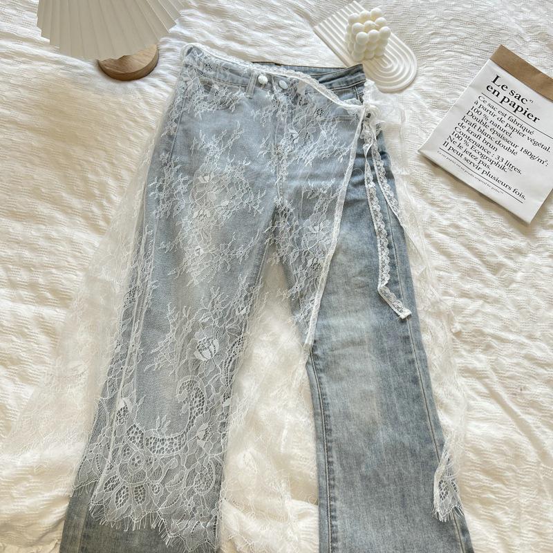 Korean Lace Tulle Skirt with Frill Apron and Tie Wrap