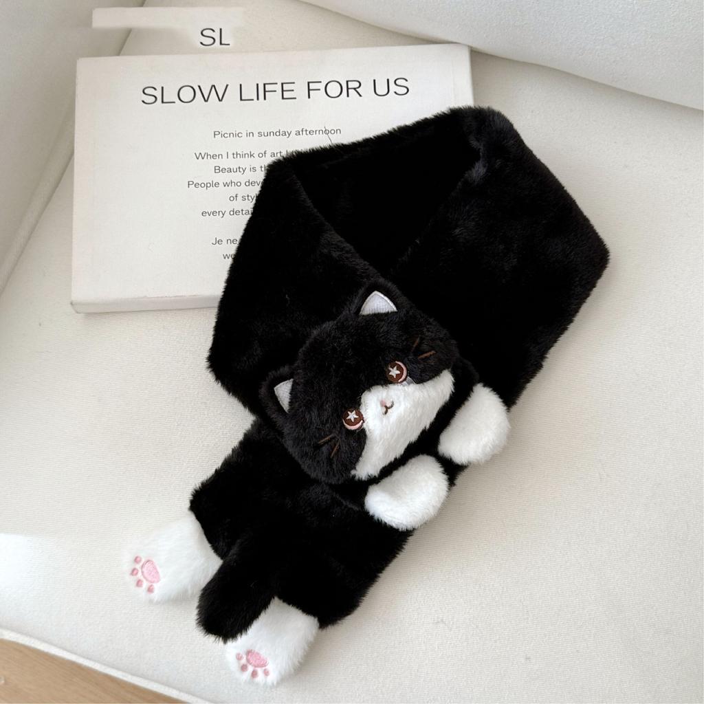 Cute Milk Cat Plush Autumn and Winter Cold Resistant Warm Gloves Scarf Kitten Knee Pads