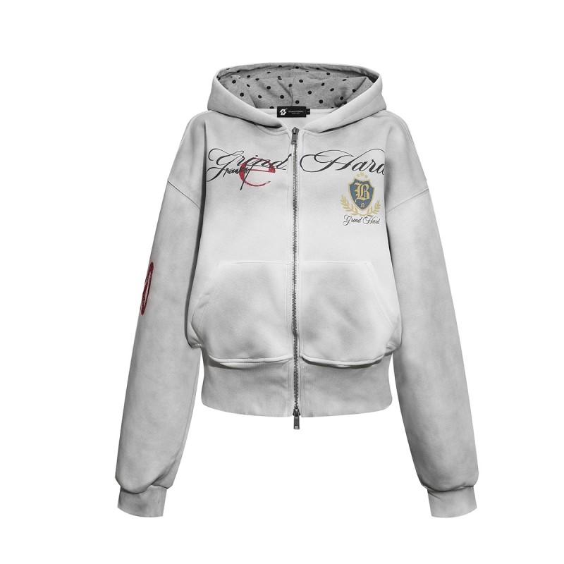 Mens Short Cropped Hooded Zip-Up Sweatshirt Vintage Washed Cotton Streetwear Oversized Loose Fit
