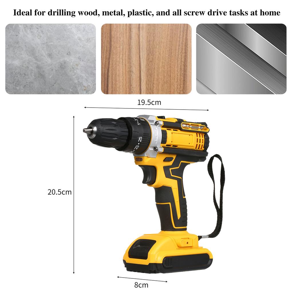 Cordless Drill Driver Kits with 2 Battery 21V Handheld Electric Drill with 38inch Keyless Chuck