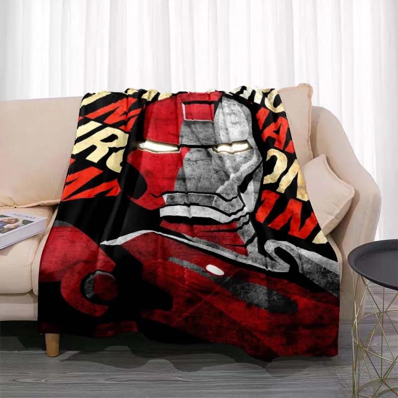 Manta Cálida de Dibujos Animados de Iron Man para Habitación, Suave y Cómoda, Portátil para Viajes y Picnic, Regalo para Familiares o Amigos