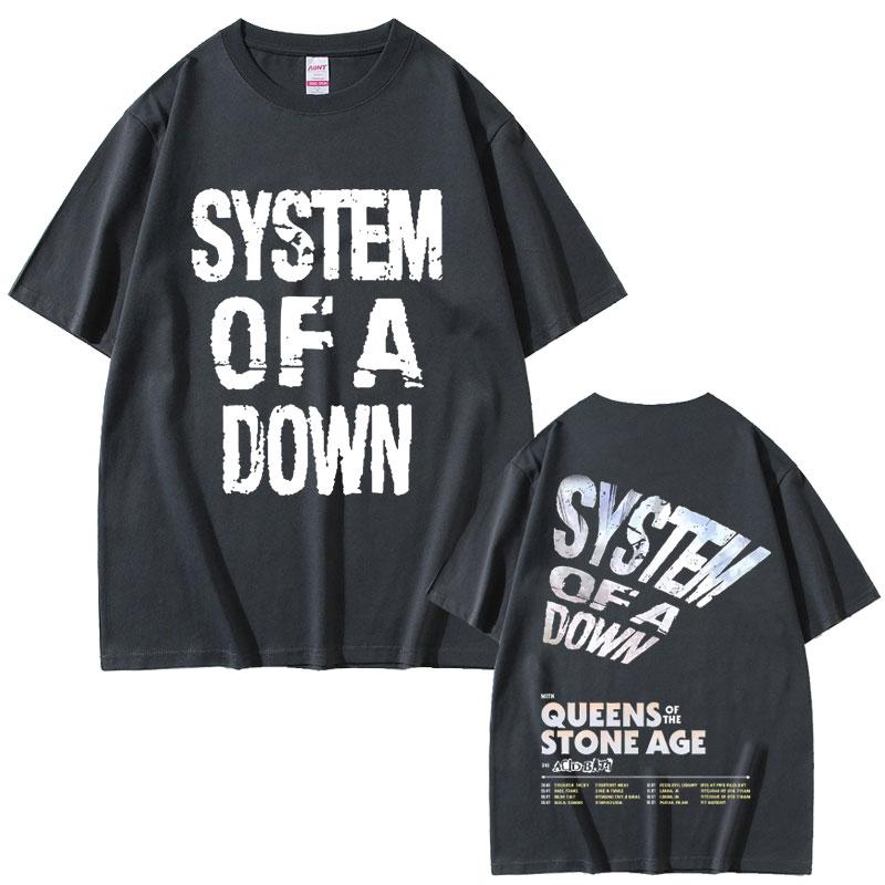 2025 Summer Limited System of A Down Tour 2026 Men Women Rock Vintage Oversized Mens Leisure Cotton Short Sleeve Tshirts