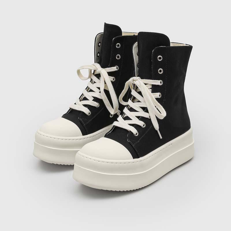 Versatile Martin Boots Men's Street Canvas Shoes Lace-up Trendy Big Head Platform Short Boots Men's Heightening Style High-top Shoes