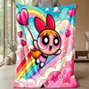 Die Powerpuff Girls Bedruckte Flanelldecke Gemütliche Hautfreundliche Warme Überwurfdecke für Sofa Bett Innenbereich Tägliche Nutzung