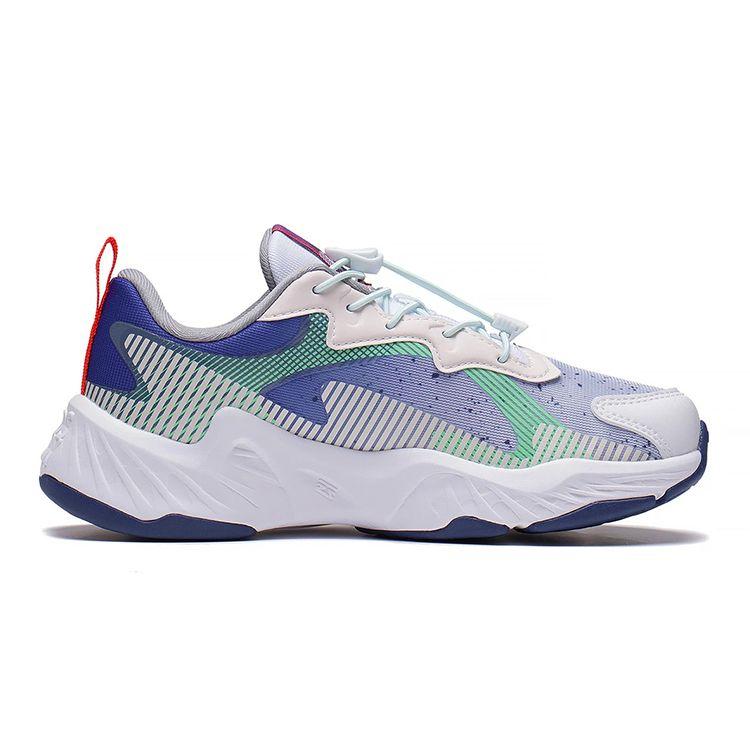 Li Ning Childrens Night Elf 2.0 Sports Non-Slip Shock Absorbing Wear-Resistant Lightweight Casual Shoes Kids Casual Shoes White Gray Blue YKCS120-7