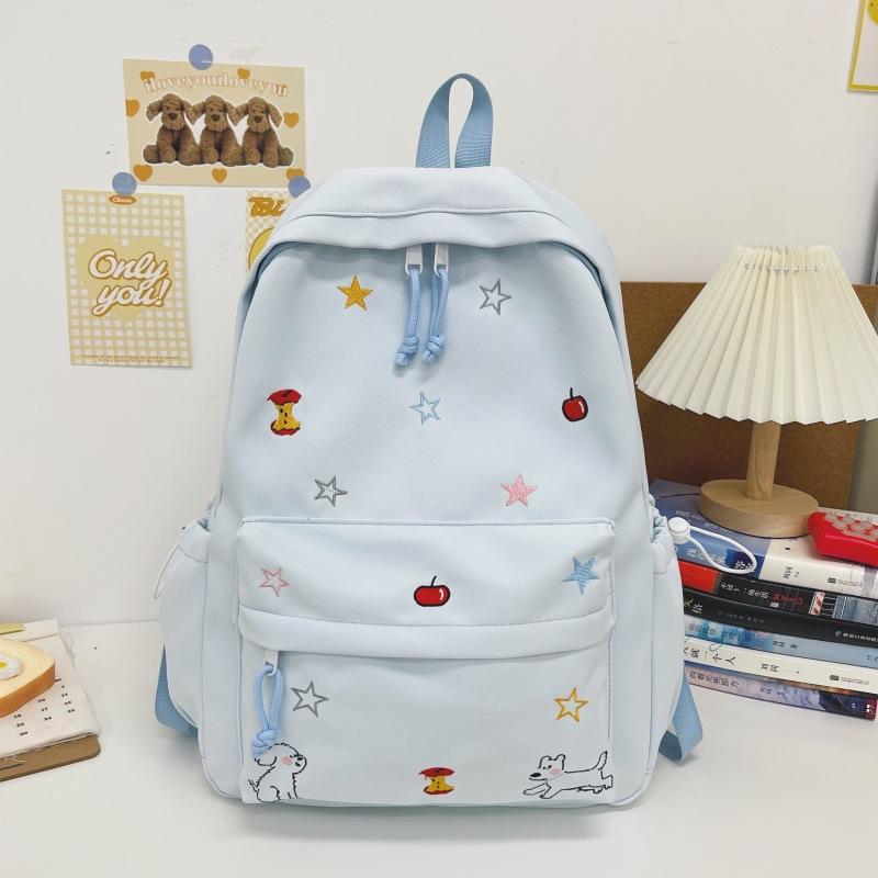Schoolbag New Primary School Bag Female Dopamine Embroidery Large Capacity Junior High School Backpack Ins Niche Lightweight Backpack