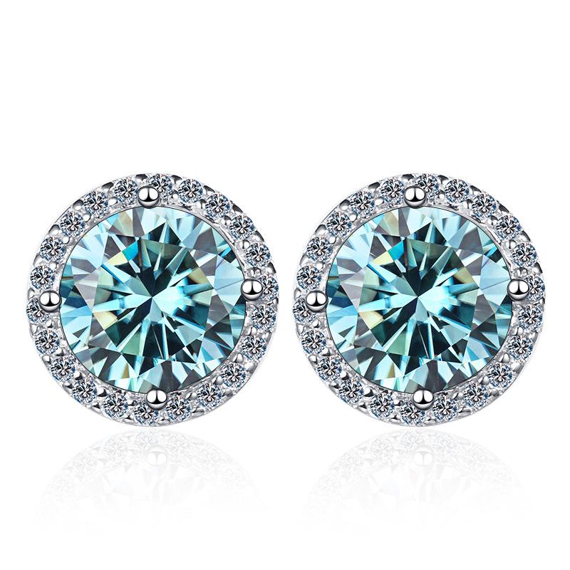 1CT*2 D VVS1 Multi-color Moissanite S925 Earrings Exquisite Jewelry for Women To Shine At Weddings and Parties GIFT Retro