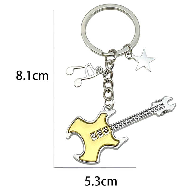 Y2k Guitar Musical Symbols Star Keychain Pendant For Men Women Punk Style Fashion Rock Bag Charm Accessories Gift