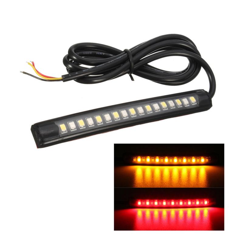 12 V DC 17 LED Motorcycle DRL Brake Light Turn Signal Light Strip Motorcycle Light Strip for Motorcycles Scooters Snowmobiles