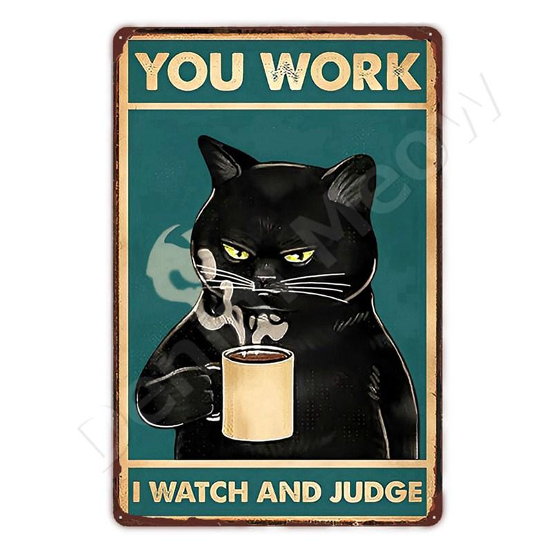 Vintage Metal Sign, That's What I Do I Play Guitar, Dancing Cat, Black Cat, Funny Tin Sign, Rustic Bar, Cafe, Home Decor Gift