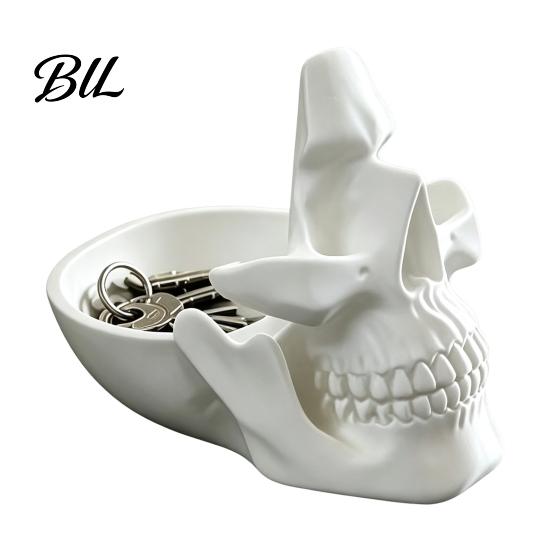 Halloween Decorative Ornament 3D Printed Skull Desk Organizer Tray, Novelty Eyeglass Holder with Nose Rest, Gothic Style Gift for Men Creative